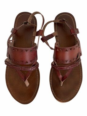 Mossimo Supply Co Sandals Women Size 7 Brown Toe Thong Flats Ankle Buckle